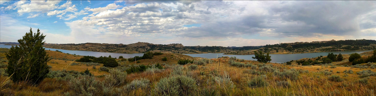 The Missouri River surrounded by sage country