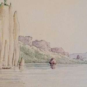 Charcoal sketch of a monolithic rock