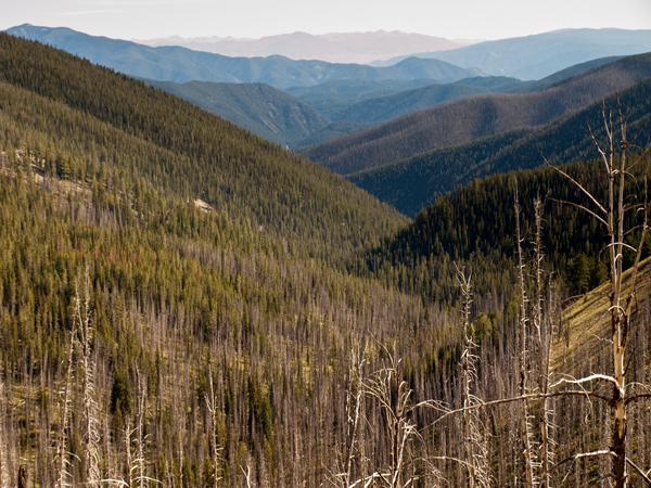 mountain valleys wind down to the plain